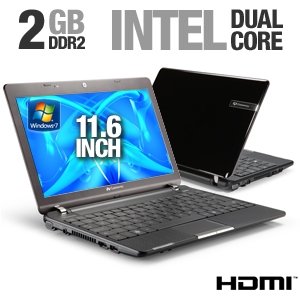 Gateway EC1454u Notebook PC - Intel Celeron SU2300 1.20GHz, 2GB DDR2, 250GB HDD, 6 Cell, 11.6