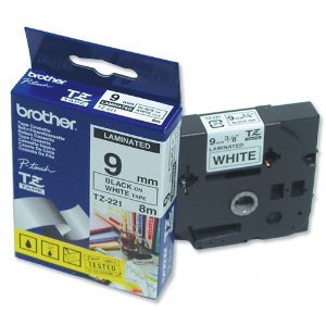 Brother P-touch TZE Label Tape 9mmx8m Black on White Ref TZE221