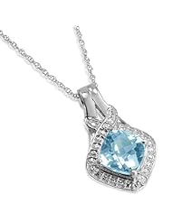 Sky Blue Topaz and Diamond Pendant-Necklace in Sterling Silver 18in. Chain (2.75ct tw)