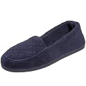 Dearfoams Women's DF125 Quilted Tab Microfiber Terry Closed Back Moccasin