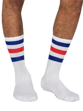 American Apparel Stripe Calf-High Sock One Size-multi-colored 