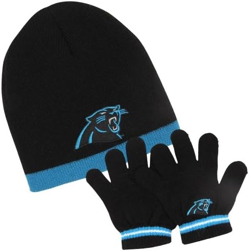 Carolina Panthers Toddler 2 - 4 Knit Beanie Hat and Gloves Youth Young Kids