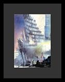 WTC 9/11 (Rubble & Flag) Art Black Wood-Mounted Poster Print - 11 X 17
