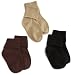 Jefferies Socks Girls 2-6x Organic Cotton Turncuff,Khaki/Chocolate/Black,9-11