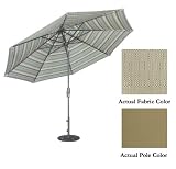 11' Deluxe Crank Tilt Patio Market Umbrella - Champagne: Champagne Linen
