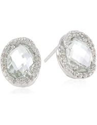 Sterling Silver Scroll Oval Rose Amethyst Diamond Earrings (0.13cttw, I J Color, I2 I3 Clarity)