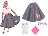 Hip Hop 50s Shop Adult 4 Piece Poodle Skirt Outfit (3X/4X, grey)