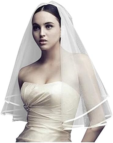 Dreambridal Short White Ivory 2 Layer Wedding Veil For Bridal Ivory