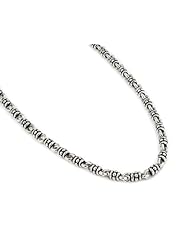 Twisted Blade Silver Studded Link Necklace 22 Inches