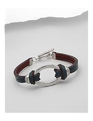 Forest Green Leather Bracelet In White Base