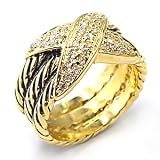 14K Gold Plated Italian Design X Pave CZ Ring