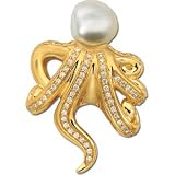 1 8K Yellow Gold South Sea Cultured Pearl & Diamond Octopus Brooch 3/ 4Cttw/ 1 2. 0 0mm (Free Shipping)