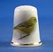 Porcelain China Collectable Thimble - British Birds Series , Greenfinch -- Free Gift Box