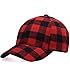 Clecibor Black and Red Checked Print Baseball Cap Soft Plaid Print Outdoor Hat Cap