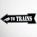 TO TRAINS arrow - Model Train Room Tin Wall Sign or Plaque