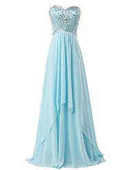 Chiffon Sweetheart Beaded  Open-Back Bridesmaid Dress/Pageant Dress/Wedding Dress  With Rhinestones
