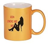 GEEK CHICKS Are Hot Coffee Mug Metallic Gold 11 oz