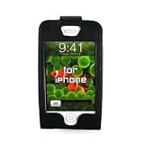 Electronics : iPhone soft leather case black pouch with belt clip and kickstand