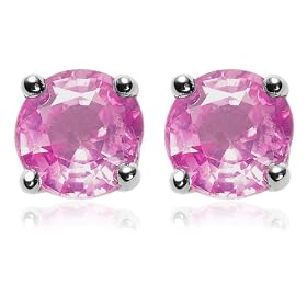 14k White Gold 4mm Pink Sapphire Stud Earrings by Amazon.com Collection