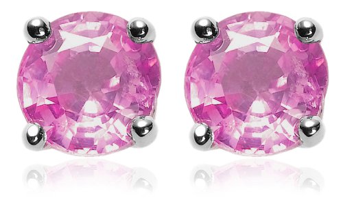 14k White Gold 4mm Pink Sapphire Stud Earrings