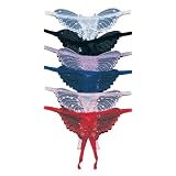 Sheer Butterfly Applique Crotchless Panty With Pearl And Sequined Details (Black-One Size)