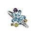 14K White Gold 0.03 ct. Diamond and 1 2/3 ct. Multicolor Gemstone Floral Ring