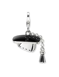 Sterling Silver 3-D Graduation Cap W/Lobster Clasp Charm