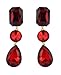 Rectangular, Circular & Teardrop Gemstone Fashion Clip on Dangling Earrings