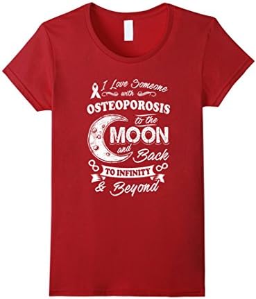 Women's Osteoporosis Awareness Moon Back Love T Shirt Medium Cranberry