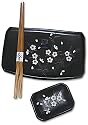 2 pcs Japanese Sushi Plate Set in Black