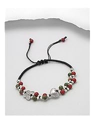 Butterfly Cotton Waxed Thread Unakite Bracelet In Zinc