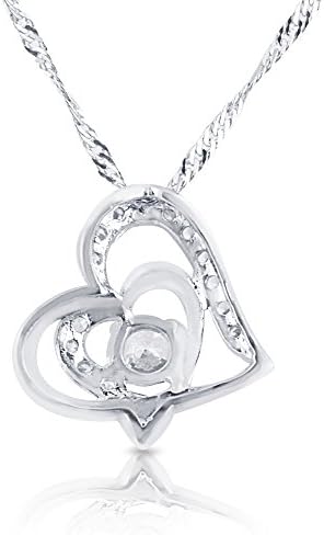 Smitco LLC Silver Plated Double Open Heart Pendant Necklace for Teen Girls, Girlfriend, Mom or Women