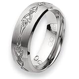 Tungsten Carbide Ring with Tribal Design (8.0 mm) - Sizes 7-13