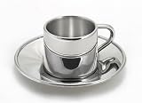 Double-Walled Espresso Cup & Saucer Set - Fine Stainless Steel Drinkware for Your Enjoyment