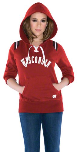 Wisconsin Badgers Women's Laced Up Fleece Hooded Sweatshirt - by Alyssa Milano