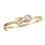 10k Yellow Gold Plated Sterling Silver Diamond Figure-8 Bangle Bracelet (1 10 cttw)