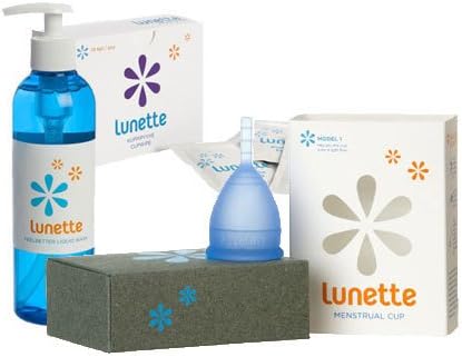 Lunette Blue Selene Menstrual Cup with 10 Cupwipes/ Desinfecting Wipes and Feelbetter Liquid Wash 8.5oz - Model 1