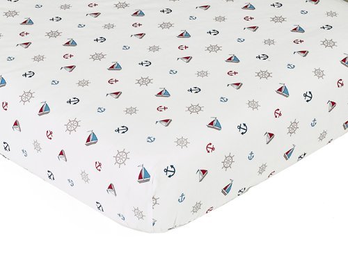 Nautical Nights Fitted Crib Sheet Baby/Toddler Bedding Sets by Sweet Jojo Designs -Mini Print
