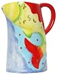 Ceramic Pottery Marine Life Fish Pitcher 9.5"H