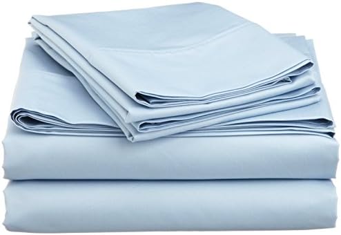 300 TC EGYPTIAN Cotton 4 Pcs Sheet Set Drop Pocket 25" Small Full Light Blue Solid(1 Fitted Sheet+1 Flat Sheet+2 Pillowcase)