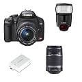 Canon Digital Rebel XSi 12.2 MP Digital SLR Camera (Black) with EF-S 18-55mm f/3.5-5.6 IS Lens, EF-S 55-250mm f/4.0-5.6 IS Telephoto Zoom Lens, 430EX II Speedlite Flash, and 2400 SLR Gadget Bag