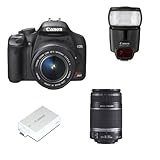 Canon Digital Rebel XSi 12.2 MP Digital SLR Camera (Black) with EF-S 18-55mm f/3.5-5.6 IS Lens, EF-S 55-250mm f/4.0-5.6 IS Telephoto Zoom Lens, 430EX II Speedlite Flash, and 2400 SLR Gadget Bag