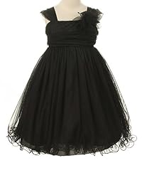 Girls Knee Length  Flowy Gathered Mesh Empire   Waistline Flower-Girl Dress  With Ruffles