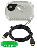 rooCASE Hard Shell (Candy Silver) Case and Mini-HDMI to HDMI Cable 1 Meter (3 Feet) for Canon PowerShot SD960IS Digital Camera Silver