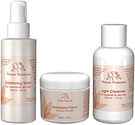 Venus Aromatherapy Skin Care Kit for Normal to Dry skin with Light Cleanser, Balancing Toner and Carrot Cream Moisturizer