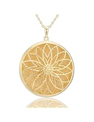 18k Gold Over Sterling Silver Infinite Flower Circle Pendant