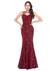  Round Neck Sweetheart Sleeveless Cocktail Floor Length Open-Back Sequined  Ball Gown Evening Dress/Homecoming Dress/Bridesmaid Dress/Pageant Dress/Prom Dress/Party Dress/Wedding Dress 