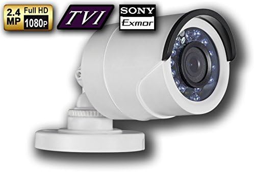WattWire® B-HKHDR1-FW 1080P HD TVI 3.6mm Fixed Lens Bullet Security Camera, Night Vision Range Up to 60'. SONY Exmor 2.4 Mega Pixel Image Sensor. Hikvision HD Turbo Compatible, Dual Output (TVI / 960h Analog). Weatherproof, White.