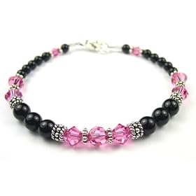 October Birthstone Rose (Pink Opal or Pink Tourmaline) Bracelets: Sterling... by GemstoneGifts