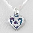 Dainty Heart Pendant in Sterling Silver and Patina on a 16" Box Chain, #8778